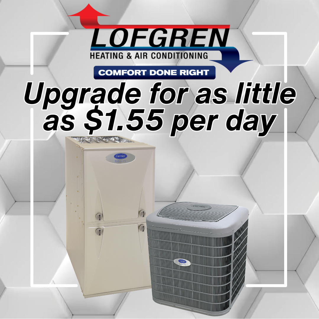 Upgrade for as little as $1.55 per day with image of furnace and ac