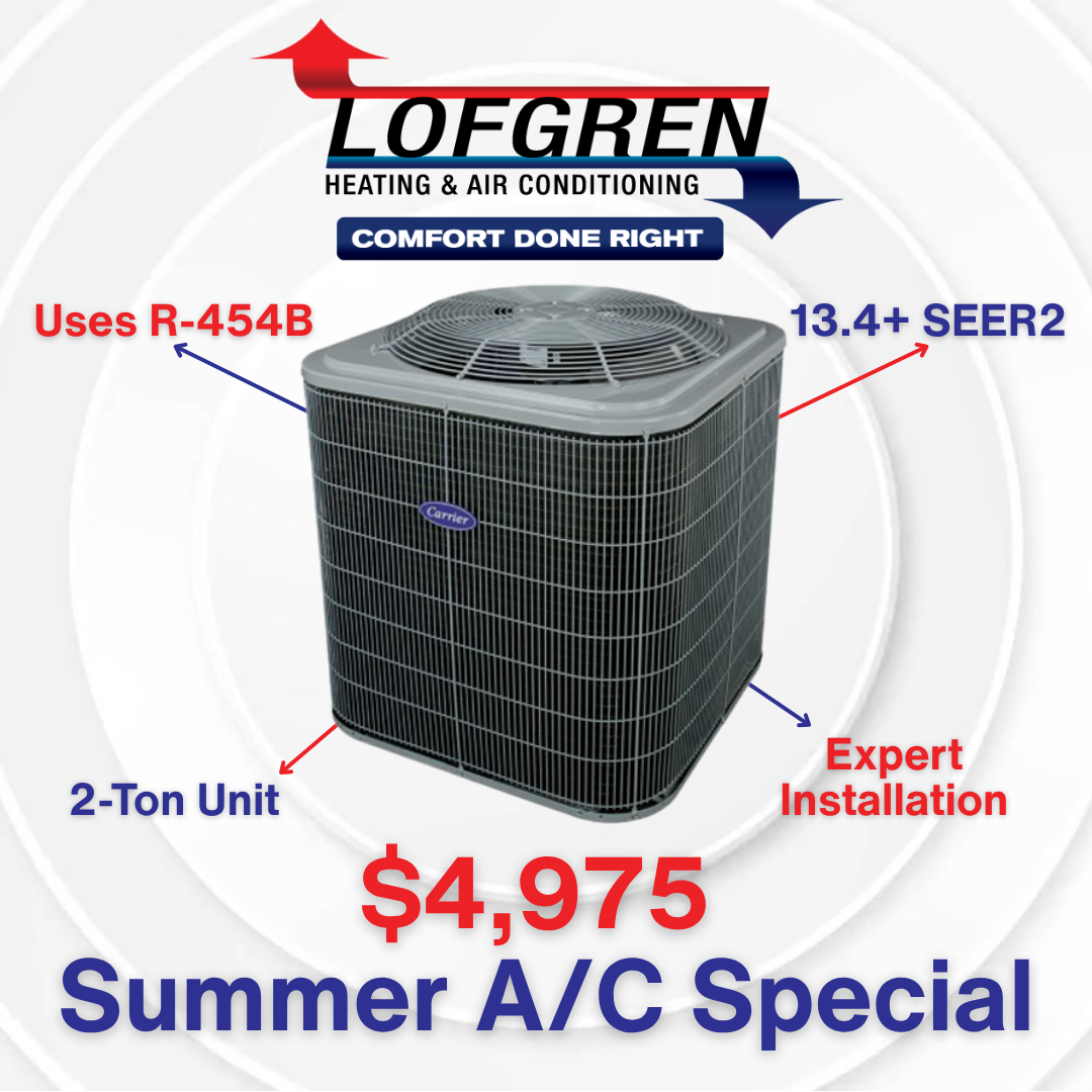 Photograph of Carrier Base Air Conditioner with factual information and $4,975 offer price displayed